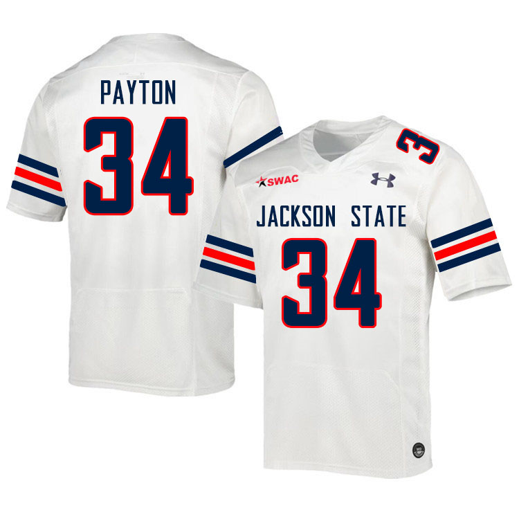 Jackson State Tigers #34 Walter Payton College Football Jerseys,Uniforms-White
